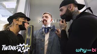Watch Shana Lane and his bi lover Theo Brady get their assholes drilled by security guards in a wild threesome!