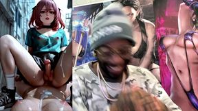 hardcore petite transgender cowgirl fucking a gooner until she cums all over her body, ai generated