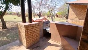 Tanning with cum on my face after sucking and jerking off cock, POV.