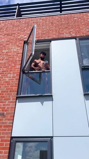 Arab Stepdaddy Wanting in Street and Cuming in Window and Cuming on Street