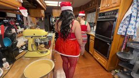 latina wife and pawg wife bake a pie naked for christmas