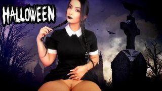 Wednesday Addams Cosplayer With Huge Tits Strips and Gives You JOI