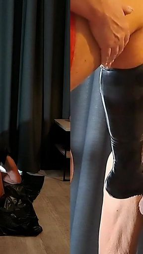 With the Latex Foot in the Slave Cunt