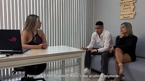 Sexy Latina wife cheats on her husband with her therapist and a young man
