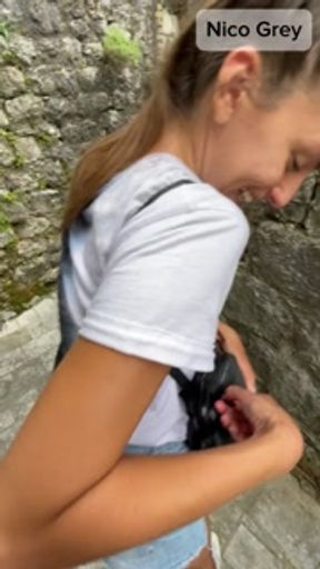 TALL SKINNY TEEN BRUNETTE FLASHES NATURAL TITS IN PUBLIC - RISKY DEEPTHROAT BLOW JOB AND SLOPPY DOGG