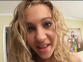 Cute blonde gets hard gang bang and warm facial