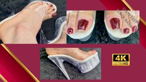 ImperatrizBellaSadic’s long nails in transparent platform heels RED NAILLS PLATAFORM HIGH HEELS