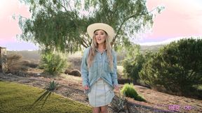 ”Cowgirl Blake Blossom Teases With Her Tits Outdoors”
