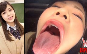 POV Drooling Tongue Kisses on Glass - Reia Hoshino Falls From Rich Girl Princess to Spit Feral, Still in Her College Uniform.