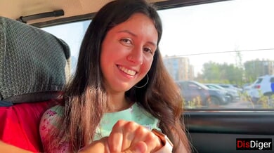 Woman picked up on rural road ends up covered in cum in forest car encounter