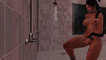 3D Cum Covered Slave Showering