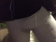 late evening - walking home after Gym in Compression Shorts