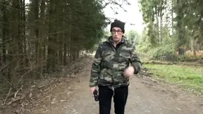 Amateur GF gives a sloppy blowjob to the hunky forest ranger.