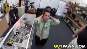 Naughty pawn broker deeply dicking his customer