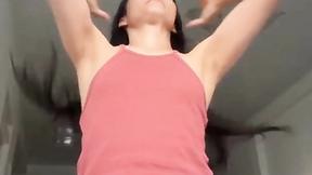 ”Slim playful legal teen is fucking her booty with a dildo. To be more precise she's in reverse cowgirl riding a suction dildo.”