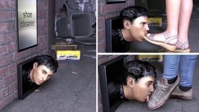 The Female Shoe Cleaner - Public Street Slave