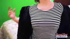 Green-eyed Kylie strips and sucks hard on big cock