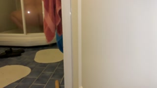 Caught my brothers wife masturbating with hard loud orgasm in the bathroom.