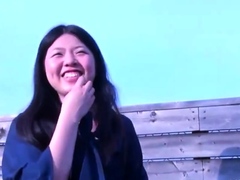 Cheating Asian Woman Sucks Dick on Balcony