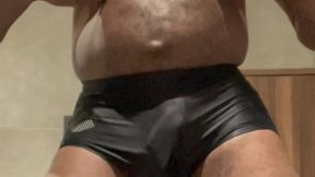 black muscle vibrating sex toy tit play & wank