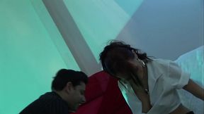 After a good fucking Claudia relishes a taste of cum and puts out her tits for a pee