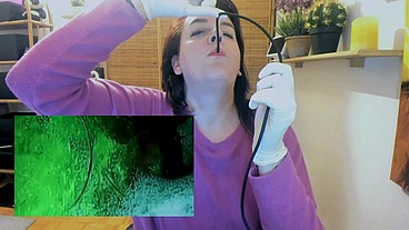 Eating an apple vore exploration with medical endoscope