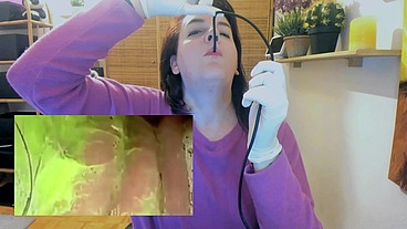 Eating an apple vore exploration with medical endoscope