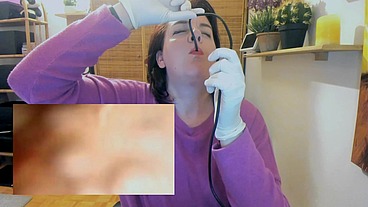 Eating an apple vore exploration with medical endoscope