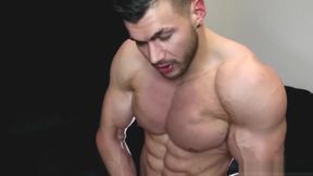 British muscular hunk wanks jacks off flexes shows off cocky verbal cum