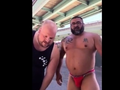 Master and his hubby after their workout in the parking lot.