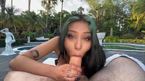 Sexy Alt Girl Venus Vera Jumps on Big Dick and Fucks Outside for a Mouthful of Cum