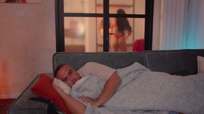 Watched Stepmom Changing Through the Glass Door - She Caught, Seduced Me and Fucked Me