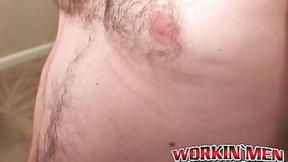 ”Sexy jock masturbates his dick & sprays cum after interview”