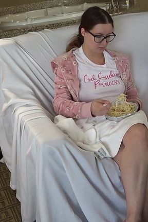 Violet Spice Eats Pasta Then Sucks and Fucks Her First Black Cock on Camera