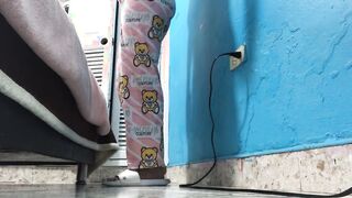 She urinates on the floor at her friend's house, she is desperate, she soak her pajamas