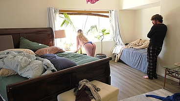 Stepmom and stepson get frisky in the bedroom