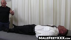 MaleFeetXXX.com - Muscular master licks bound buddy's feet and tickles him