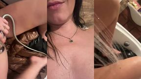 my dirty bath with pissed-on downjackets