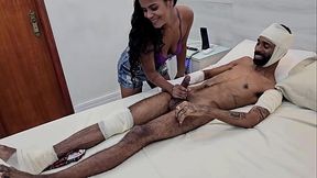 He went to visit his friend who was run over and let him fuck his naughty young girlfriend in the private room at the hospital.