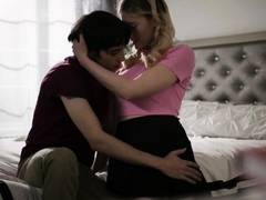 Erotic blonde teen gives blowjob