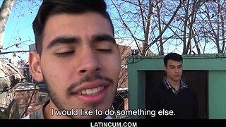 Hot spanish twink pays for straight friends amateur blowjob on camera for cash