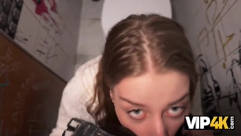 VIP4K. A Young Nymphomaniac can't control her Wet Pussy and Jumps on a Stranger's cock