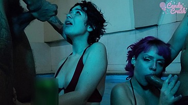 Orgy with teen sluts at the pool party