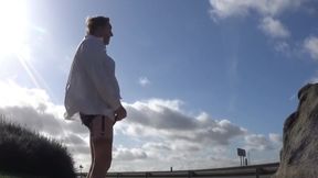 Crossdresser Sissy On A Road Parking Lot Sounding In Garter