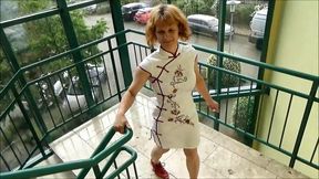 Slave in Party Dress Fucked in Mouth on Unifloor