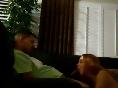 Petite amateur redheaded teen pisses and sucks cock