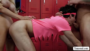 Gym instructor fucks TS client and Twink