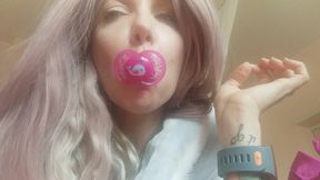 a sweet who doesn t stop sucking ... the pacifier!