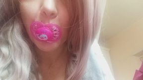 a sweet who doesn t stop sucking ... the pacifier!