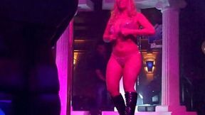 Really hot strip show by charming blonde and brunette busty sexpots